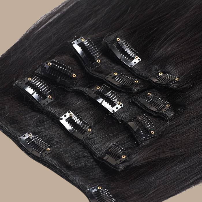 Extensions Clips Raides Noir Noir