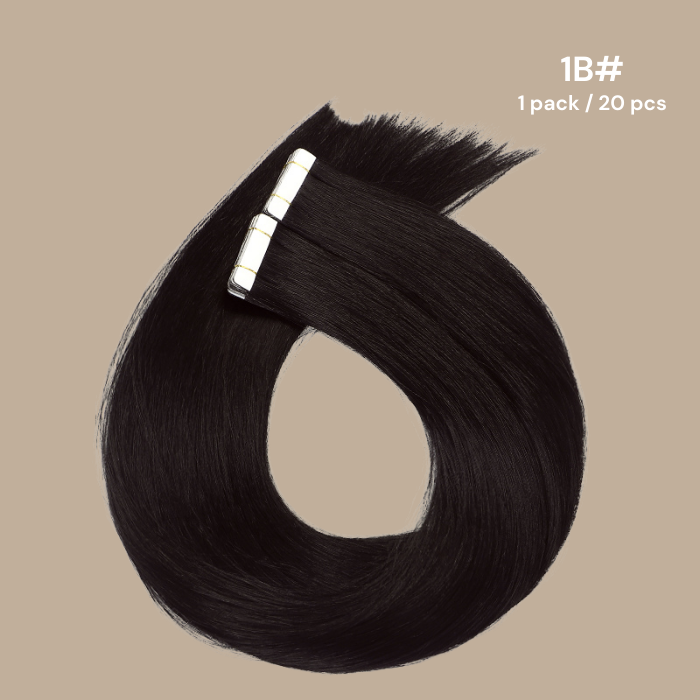 Extensions Adhésives / tapes raides Remy Hair Premium 1B# 60 Gr