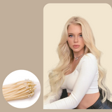 100 Extensions Anneaux / Easy Loop Ondulés Blond Platine 20" | 51 Cm 50 Gr