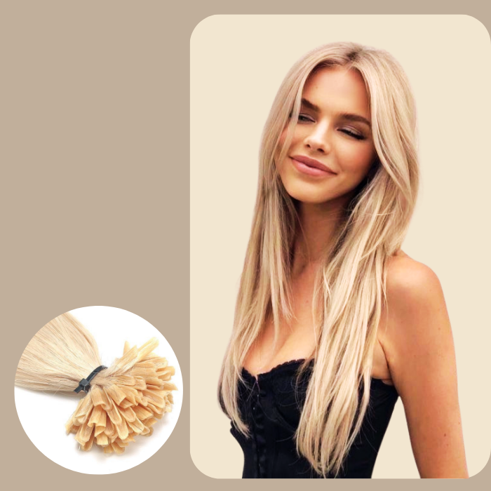 100 Extensions Kératine Raides Blond Platine 80 Gr