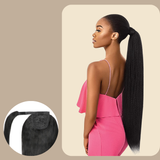 Queue de cheval Ponytail Noir Ruban Magique Remy Hair Yaki Straight Noir