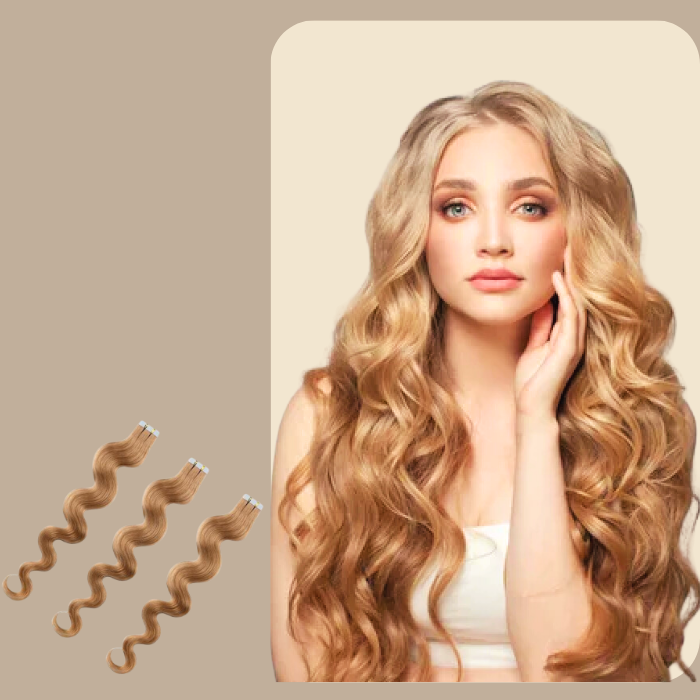 Extensions Adhésives Ondulées Blond Foncé Blond foncé 20" | 51 Cm 50 Gr