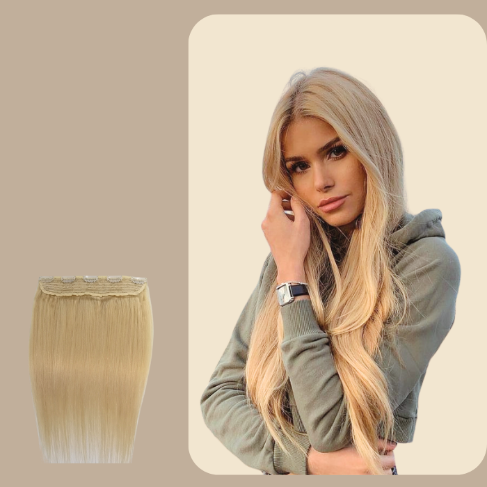 Extension à Clips Straight Blond Platine Mono Bande Maxi Volume Blond Platine