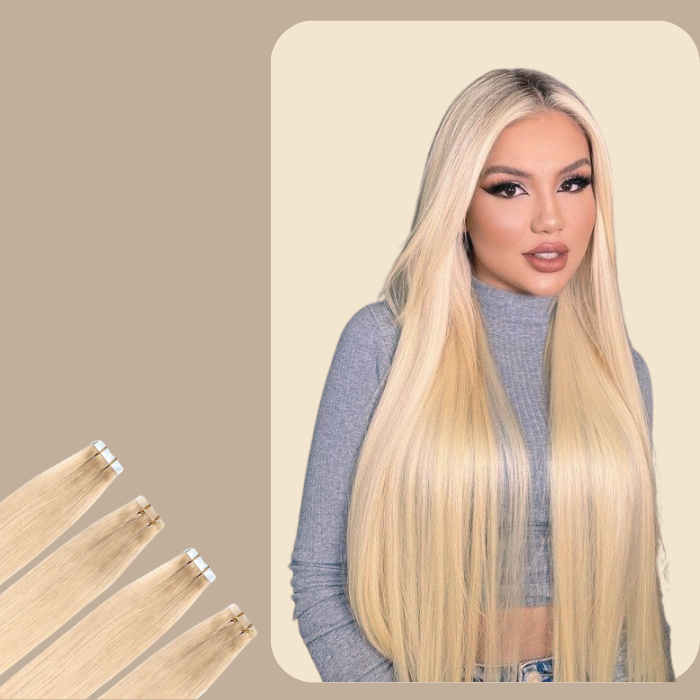 Extensions Adhésives Raides Blond Platine Blond Platine