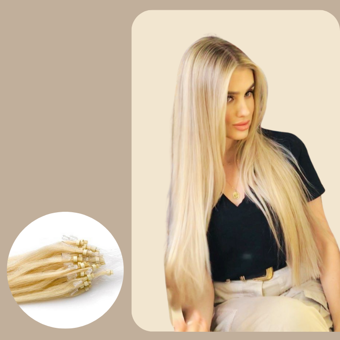 100 Extensions Anneaux Raides Blond Blond 18" | 46 Cm 80 Gr