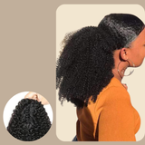 Queue de cheval Ponytail Noir à Pince Naturel Remy Hair Afro Curly Noir