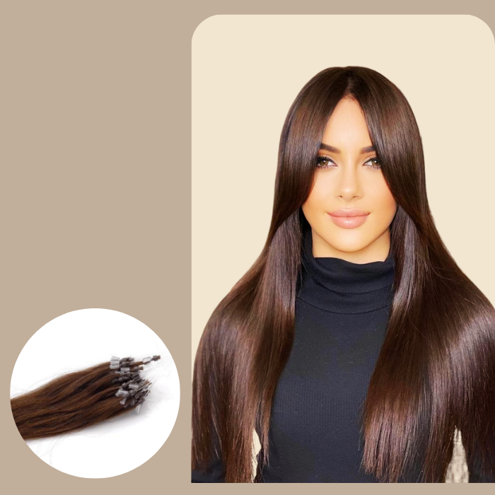 100 Extensions Anneaux Raides Chocolat Chocolat 22" | 56 Cm 80 Gr