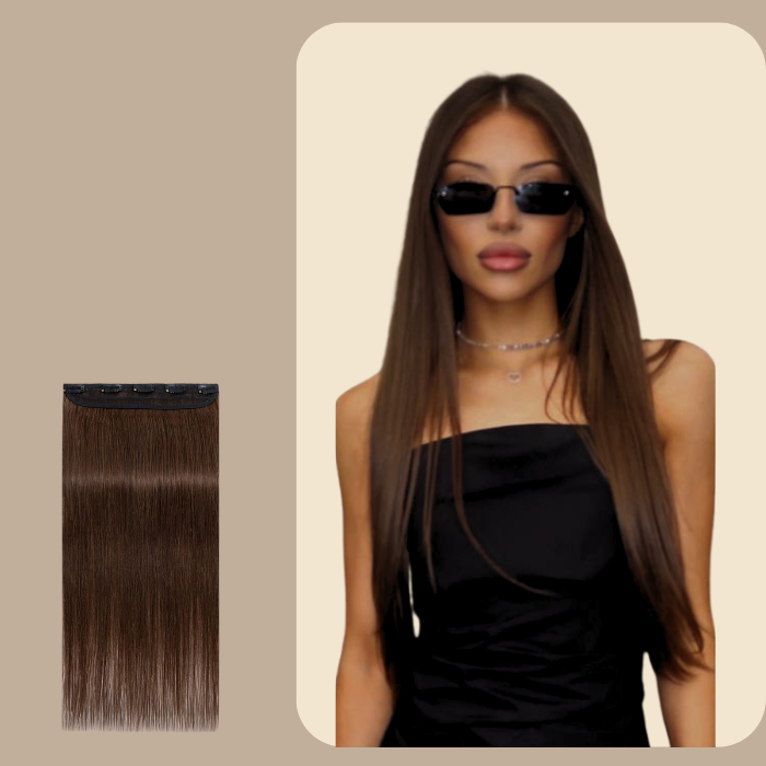 Extension à Clips Straight Chocolat Mono Bande Maxi Volume Chocolat