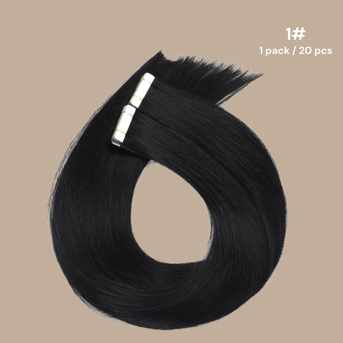 Extensions Adhésives / tapes raides Remy Hair Premium 1# 60 Gr