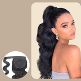 Queue de cheval Ponytail Noir Ruban Magique Remy Hair Body Wave Noir