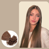 100 Extensions Kératine Raides Marron Clair 80 Gr