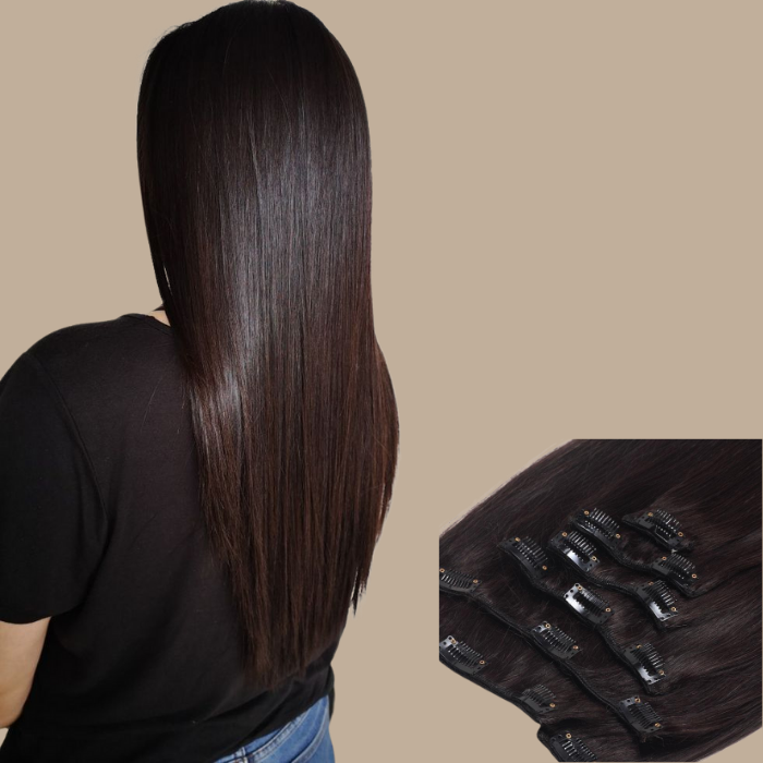 Extensions Clips Raides Brun Foncé 120 Gr