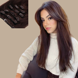 Extension Clip Raide Couleur Unie Marron Chocolat