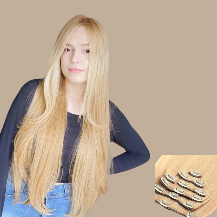 Extensions Clips Raides Blond Blond 18" | 46 Cm 85 Gr