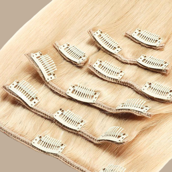 Extensions Clips Raides Blond Platine Blond Platine 120 Gr