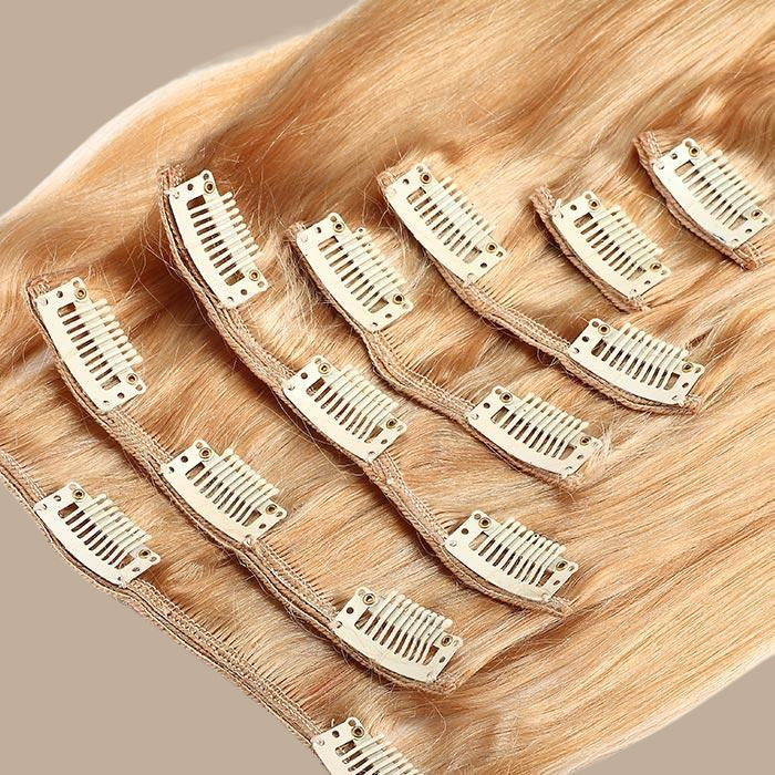 Extensions Clips Raides Blond Méché Platine Blond Méché Platine 18" | 46 Cm 85 Gr