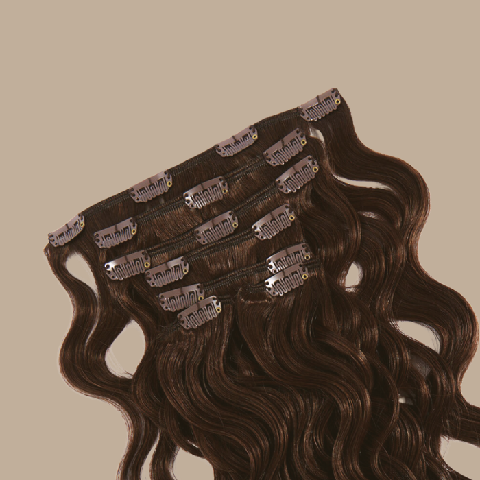 Extensions Clips Ondulées Brun Brun 20" | 51 Cm 160 Gr