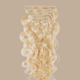 Extensions Clips Ondulées Blond Platine Blond Platine 20" | 51 Cm 160 Gr