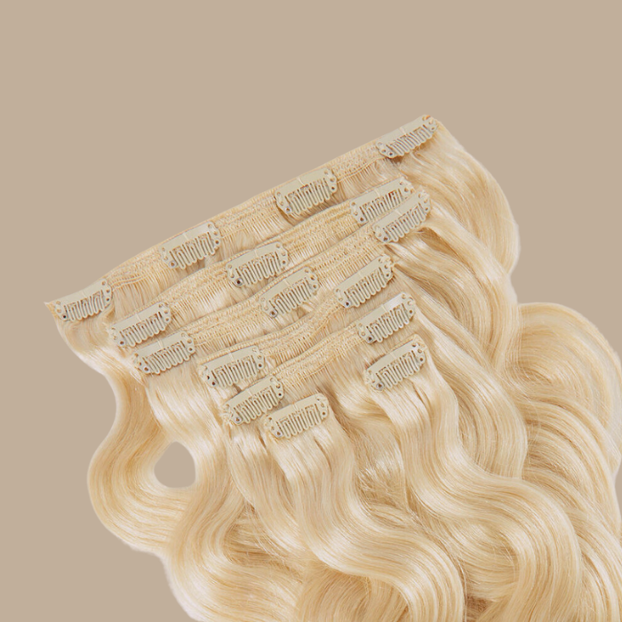 Extensions Clips Ondulées Blond Platine Blond Platine 20" | 51 Cm 160 Gr