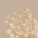 Extensions Clips Ondulées Blond Platine Blond Platine 20" | 51 Cm 160 Gr