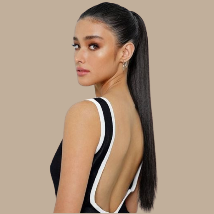 Queue de cheval Ponytail Noir A Cordon Remy Hair Straight Noir