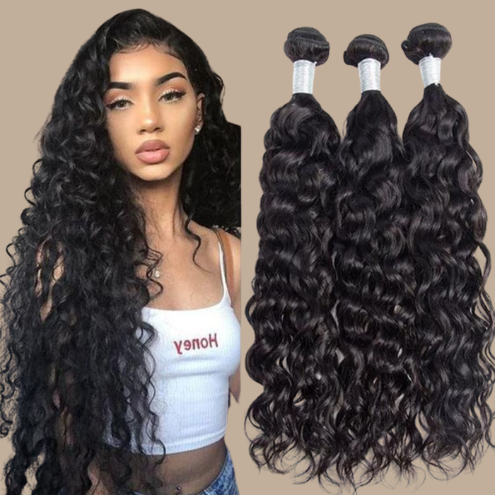 Tissage Cheveux Vierge Human Hair Water Wave 7A Brun Foncé 1B 100 Gr Brun Foncé 1 Pc