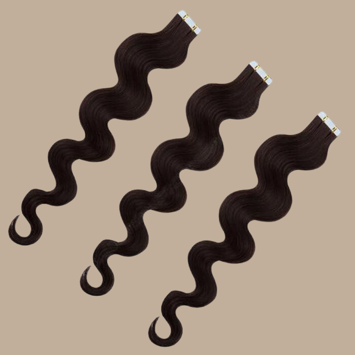 Extensions Adhésives / tapes ondulés Brun Foncé 20" | 51 Cm 50 Gr