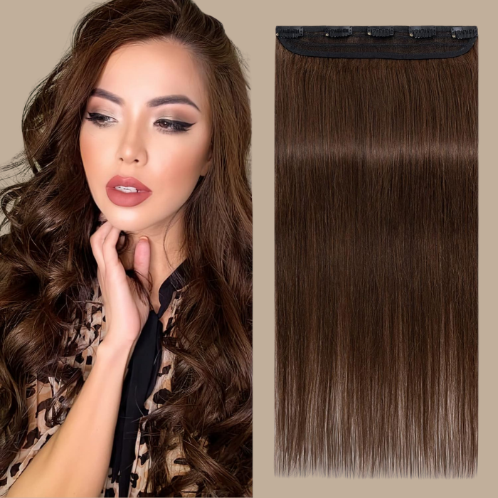 Extension à Clips Straight Chocolat Mono Bande Maxi Volume Chocolat