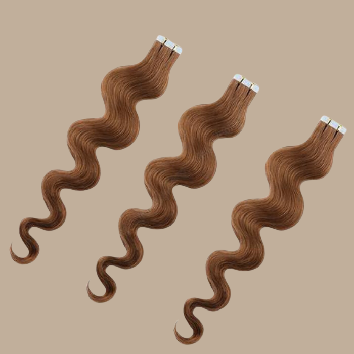 Extensions Adhésives / tapes ondulés Marron Clair 20" | 51 Cm 50 Gr