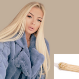 100 Extensions Anneaux Raides Blond Platine 22" | 56 Cm 80 Gr