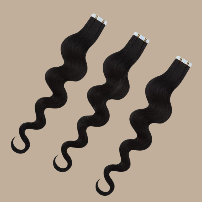 Extensions Adhésives Ondulées Noir Noir 20" | 51 Cm 50 Gr