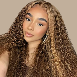 Tissage Cheveux Vierge Human Hair Kinky Curly 7A Chatain Méché Blond P4/27 100 Gr Chatain méché blond P4 27 1 Pc