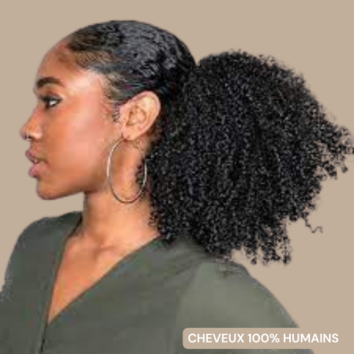 Queue de cheval Ponytail Noir à Pince Naturel Remy Hair Afro Curly Noir