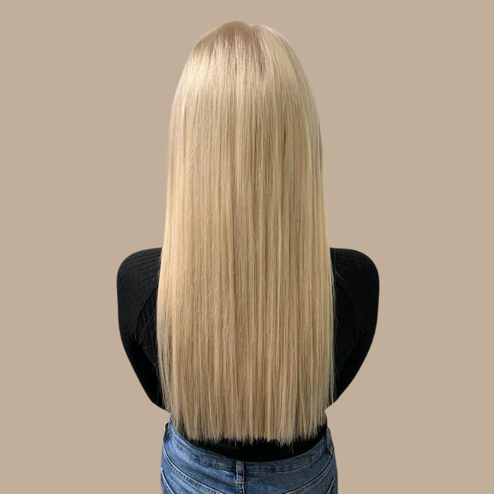 Extension à Clips Straight Blond Platine Mono Bande Maxi Volume Blond Platine