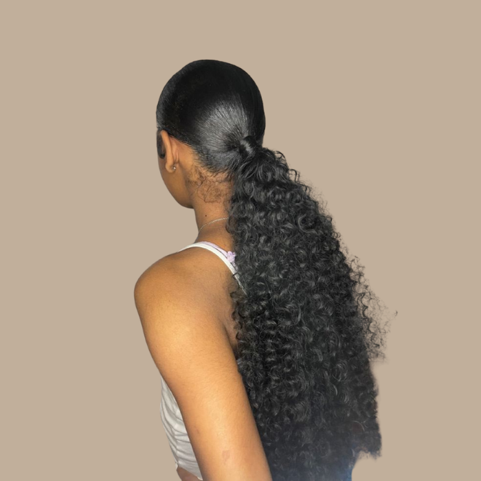 Queue de cheval Ponytail Noir A Cordon Remy Hair Afro Curly Noir