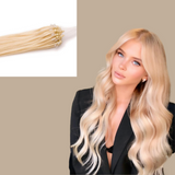 100 Extensions Anneaux / Easy Loop Ondulés Blond Platine 20" | 51 Cm 50 Gr