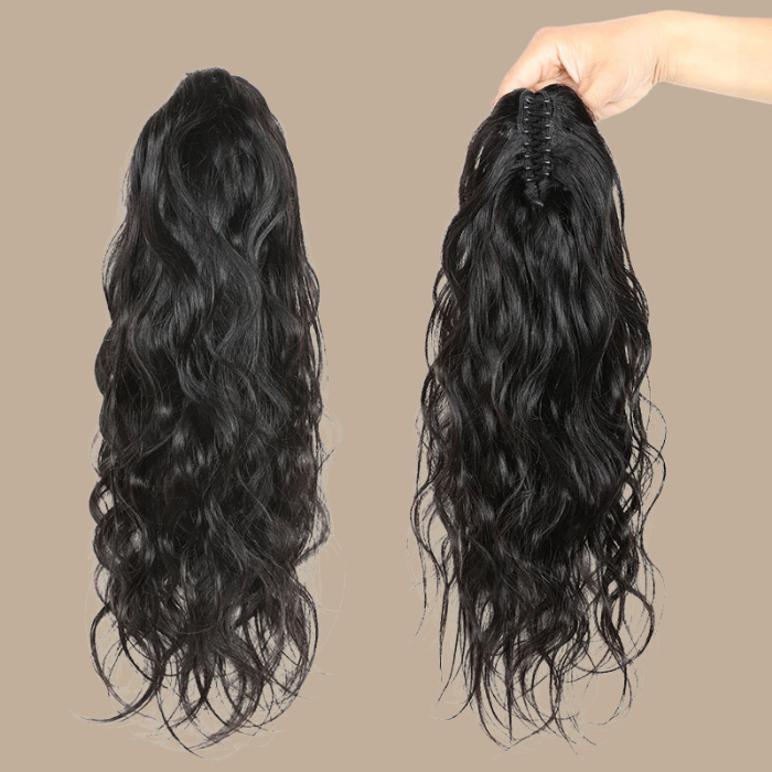 Queue de cheval Ponytail Noir à Pince Naturel Remy Hair Body Wave Noir