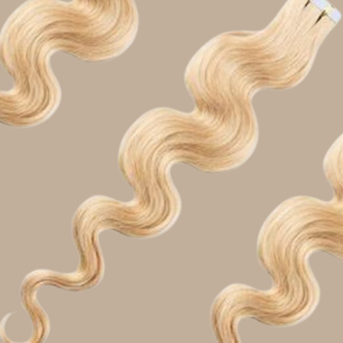 Extensions Adhésives / tapes ondulés Blond Platine 20" | 51 Cm 50 Gr