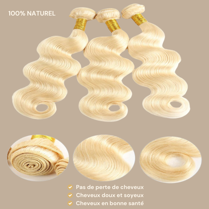 Tissage Cheveux Vierge Human Hair Body Wave 7A Blond Platine 613# 100 Gr Blond Platine 1 Pc