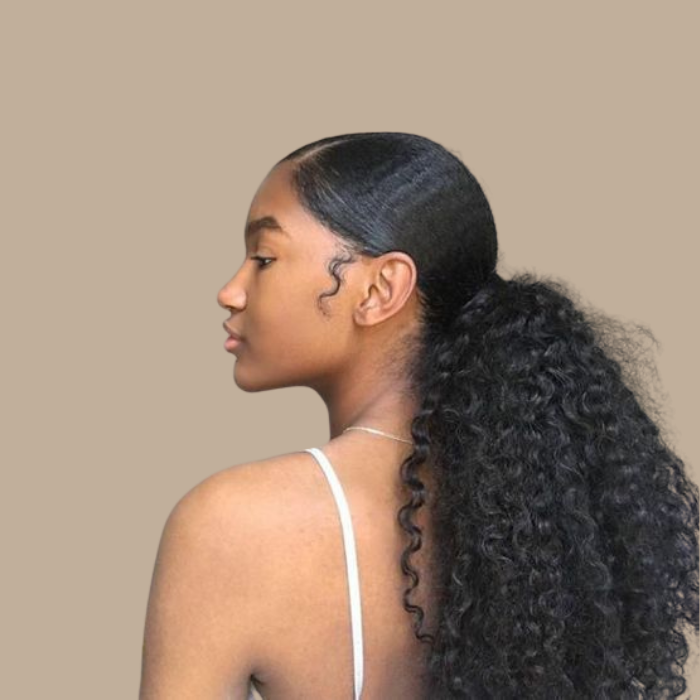 Queue de cheval Ponytail Noir A Cordon Remy Hair Afro Curly Noir