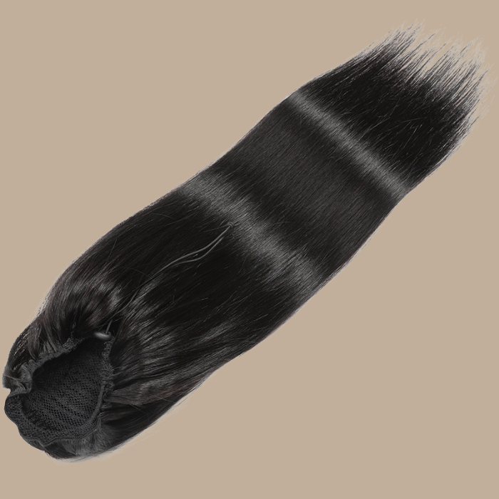 Queue de cheval Ponytail Noir A Cordon Remy Hair Straight Noir