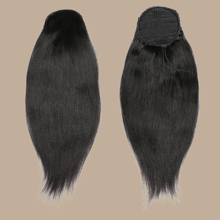 Queue de cheval Ponytail Noir A Cordon Remy Hair Yaki Straight Noir