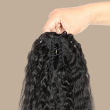 Queue de cheval Ponytail Noir à Pince Naturel Remy Hair Kinky Straight Noir