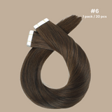 Extensions Adhésives / tapes raides Remy Hair Premium 6# 6# 60 Gr