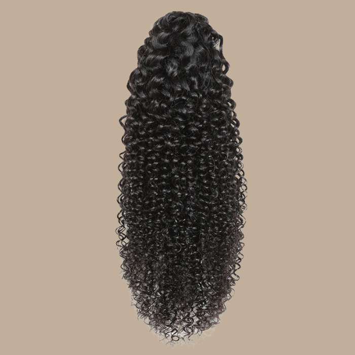 Queue de cheval Ponytail Noir à Pince Naturel Remy Hair Kinky Curly Noir