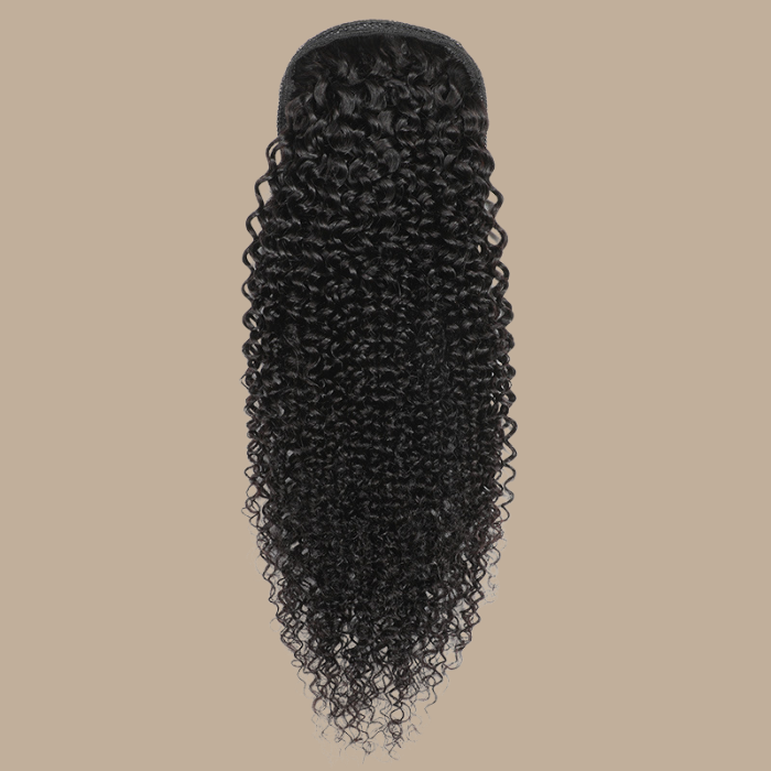 Queue de cheval Ponytail Noir A Cordon Remy Hair Kinky Curly Noir