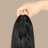 Queue de cheval Ponytail Noir à Pince Naturel Remy Hair Yaki Straight Noir