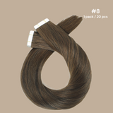 Extensions Adhésives / tapes raides Remy Hair Premium 8# 8# 60 Gr