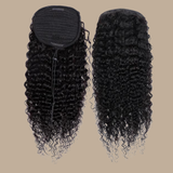 Queue de cheval Ponytail Noir A Cordon Remy Hair Deep Wave Noir