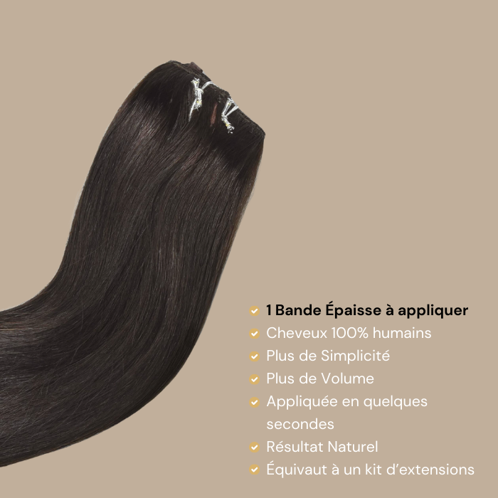 Extension à Clips Straight Brun Mono Bande Maxi Volume Brun